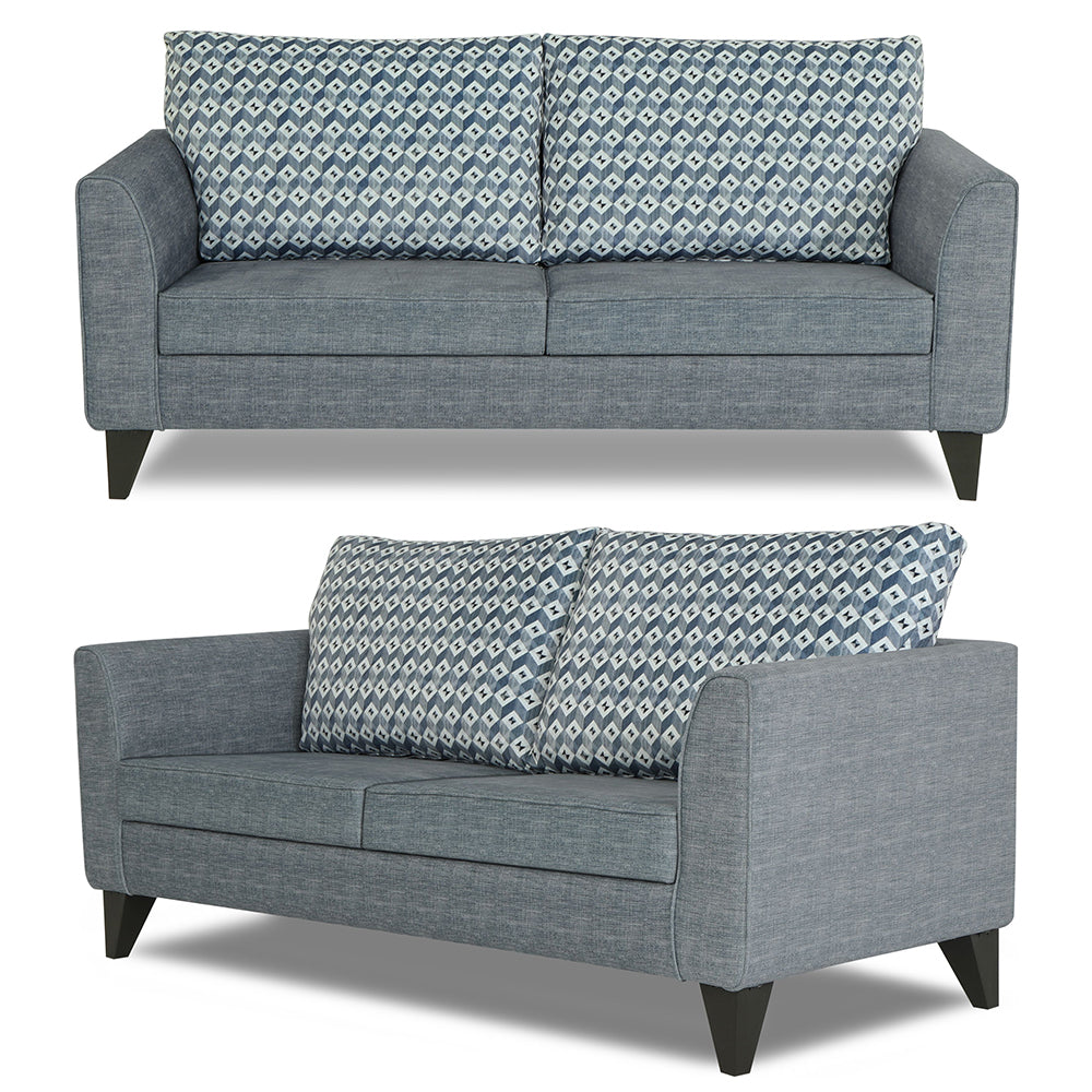 Adorn India Tornado Bricks 3+2 5 Seater Sofa Set with Centre Table (Grey)