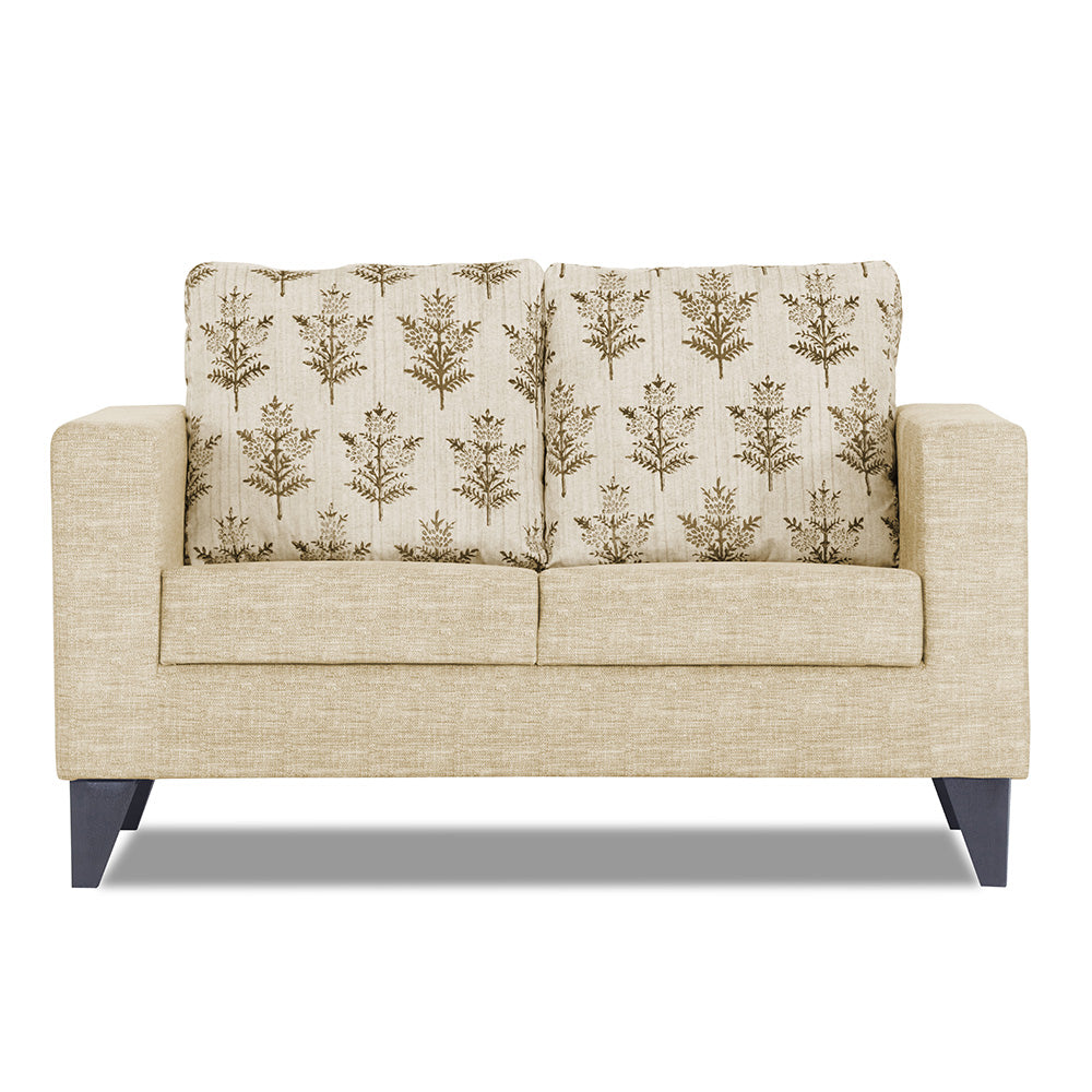 Adorn India Straight line Plus Leaf 2 Seater Sofa (Beige) (3 Year Warranty)