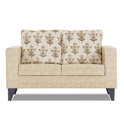 Adorn India Straight line Plus Leaf 2 Seater Sofa (Beige) (3 Year Warranty)