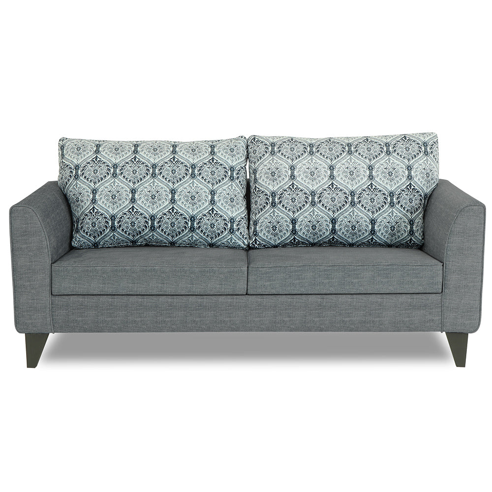 Adorn India Cortina Damask 3 Seater Sofa (Grey)