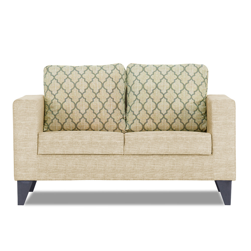Adorn India Straight line Plus Blossom 2 Seater Sofa (Beige) (3 Year Warranty)
