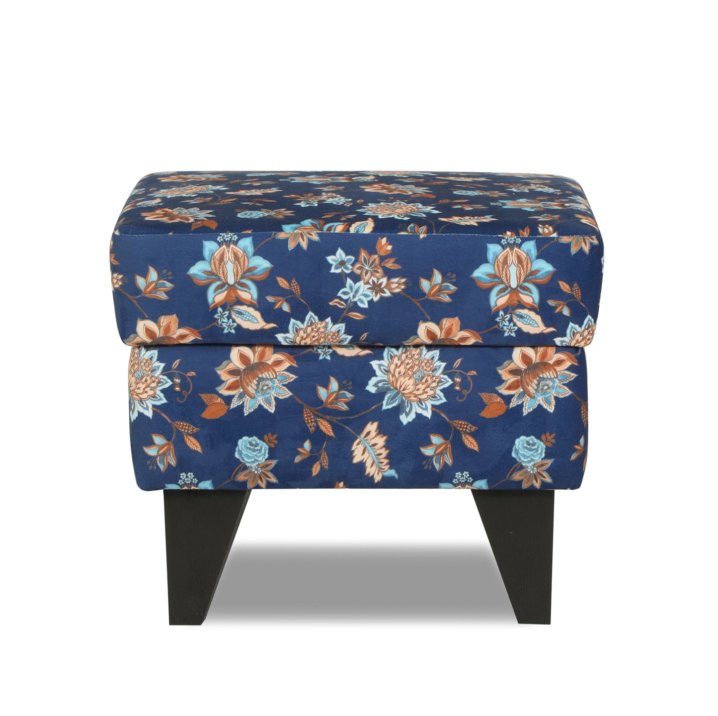 Adorn India Christoper 1 Seater Floral Print Puffy (Blue)
