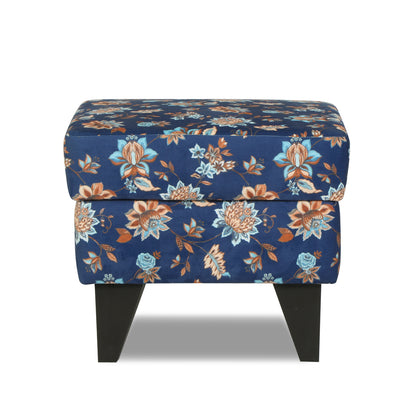 Adorn India Christoper 1 Seater Floral Print Puffy (Blue)
