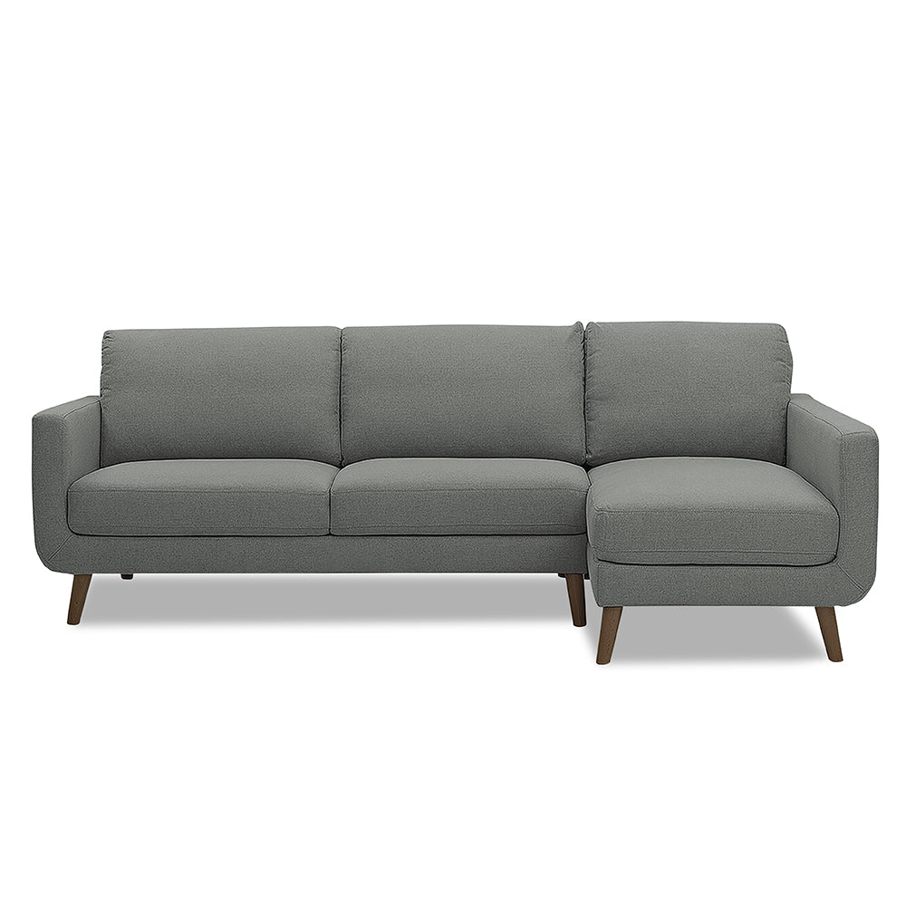 Adorn India Damian L Shape 6 Seater Sofa Set RHS (Grey) (3 Year Warranty)
