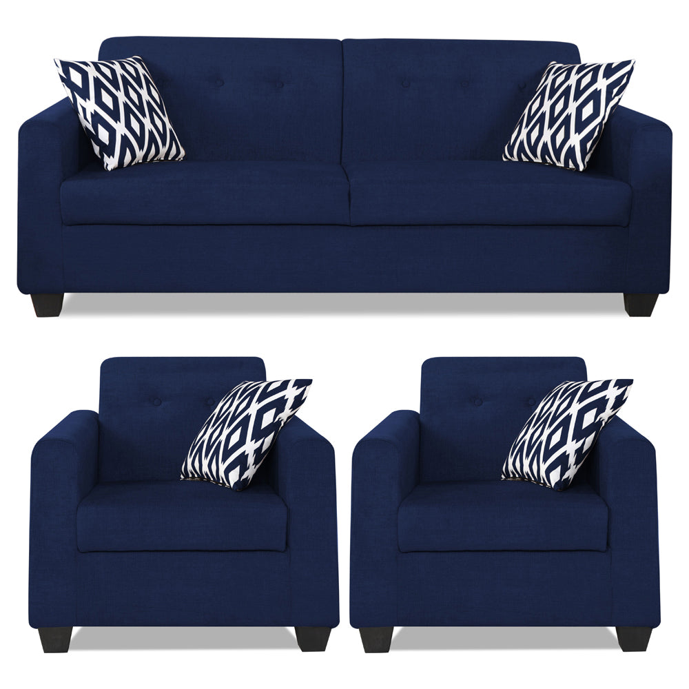 Adorn India Blazer 3-1-1 Five Seater Sofa Set (Blue, Wood)