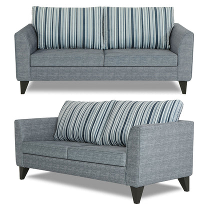 Adorn India Lawson Stripes 3+2 5 Seater Sofa Set with Centre Table (Grey)