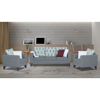 Adorn India Straight line Plus Leaf 3+1+1 5 Seater Sofa Set (Grey) (3 Year Warranty)