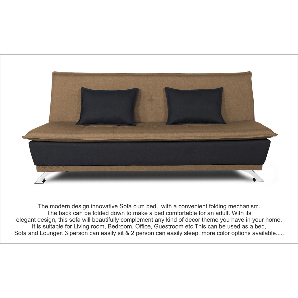 Adorn India Exclusive Two Tone Arden 4 Seater Sofa Cum Bed 4 x 6 (Camel & Black) (3 Year Warranty)