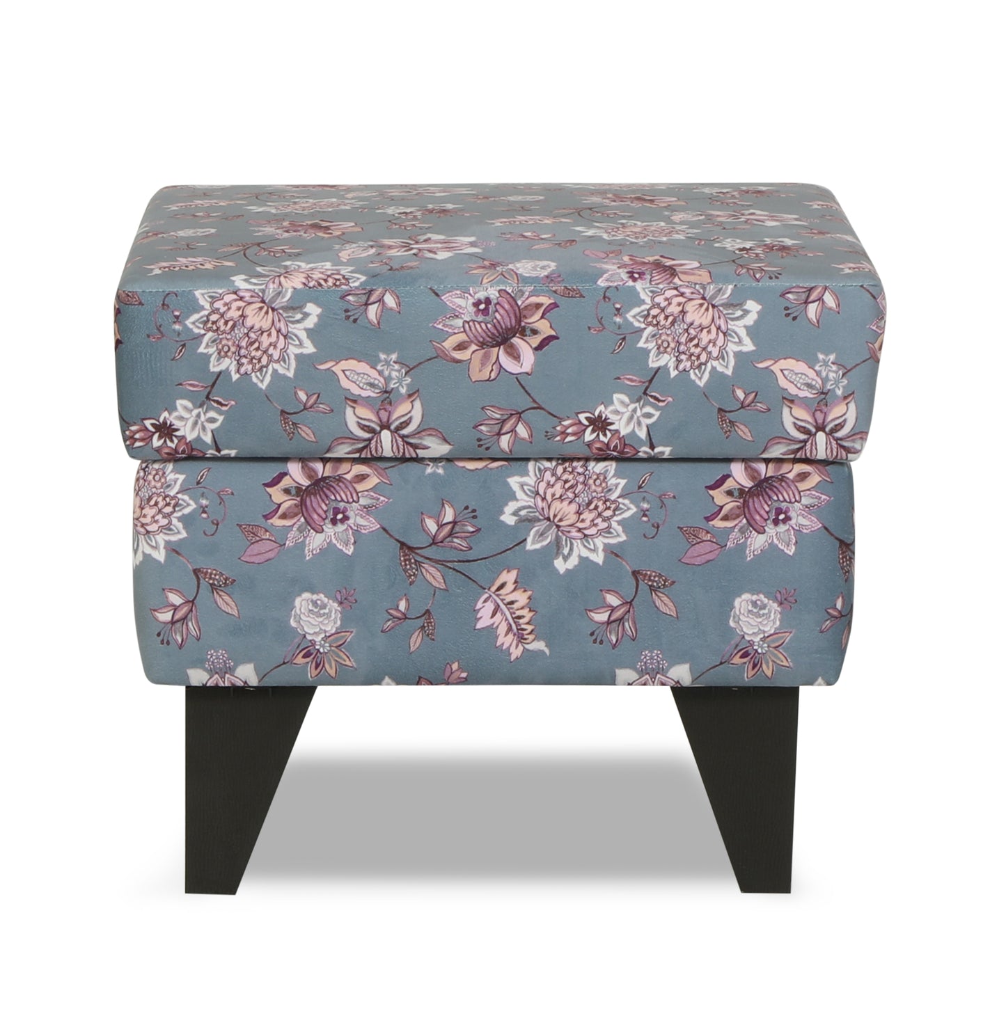Adorn India Christopher 1 Seater Wing Chair Floral Print with Puffy (Grey)