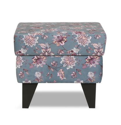 Adorn India Christopher 1 Seater Wing Chair Floral Print with Puffy (Grey)