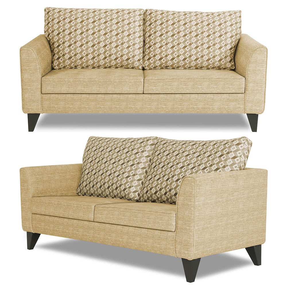 Adorn India Tornado Bricks 3+2+1 6 Seater Sofa Set with Centre Table (Beige)