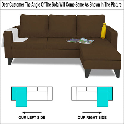 Adorn India Chandler L Shape 4 Seater Sofa Set Plain (Right Hand Side) (Brown)