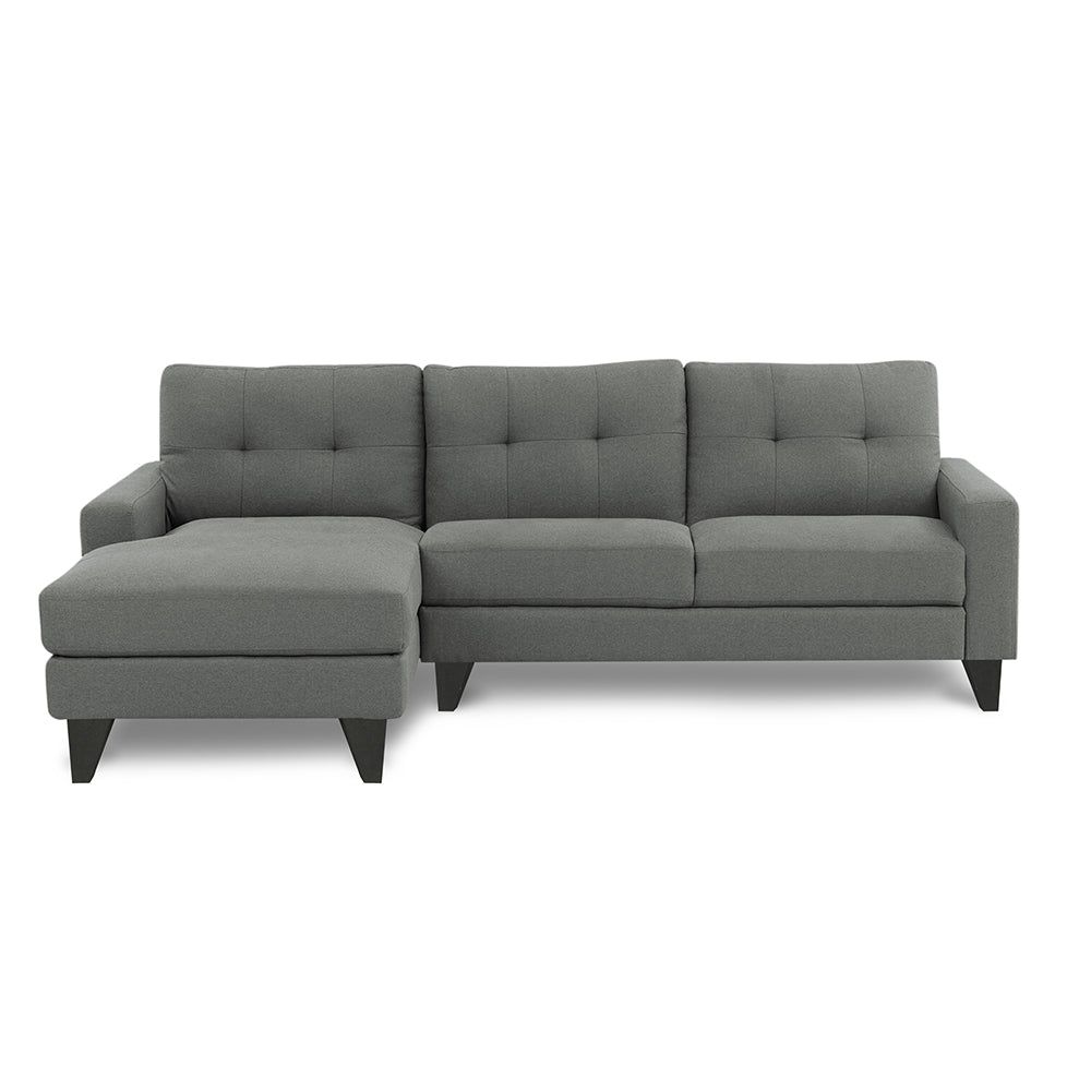 Adorn India Midas L Shape 6 Seater Sofa Set Left Hand Side (Grey)(3 Year Warranty)