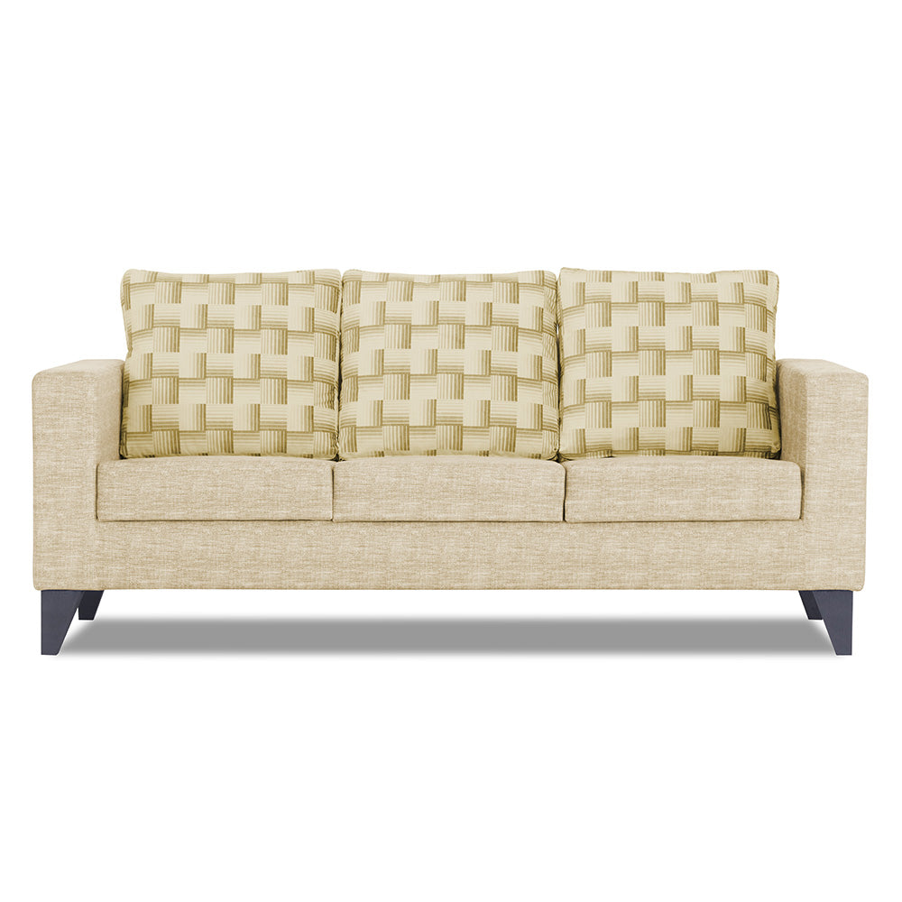 Adorn India Straight line Plus Bricks 3 Seater Sofa (Beige) (3 Year Warranty)