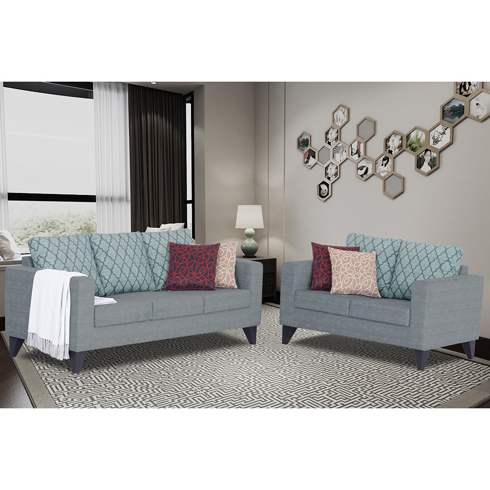 Adorn India Straight line Plus Blossom 3+2 5 Seater Sofa Set (Grey) (3 Year Warranty)