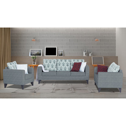 Adorn India Straight line Plus Leaf 3+2+1 6 Seater Sofa Set (Grey) (3 Year Warranty)