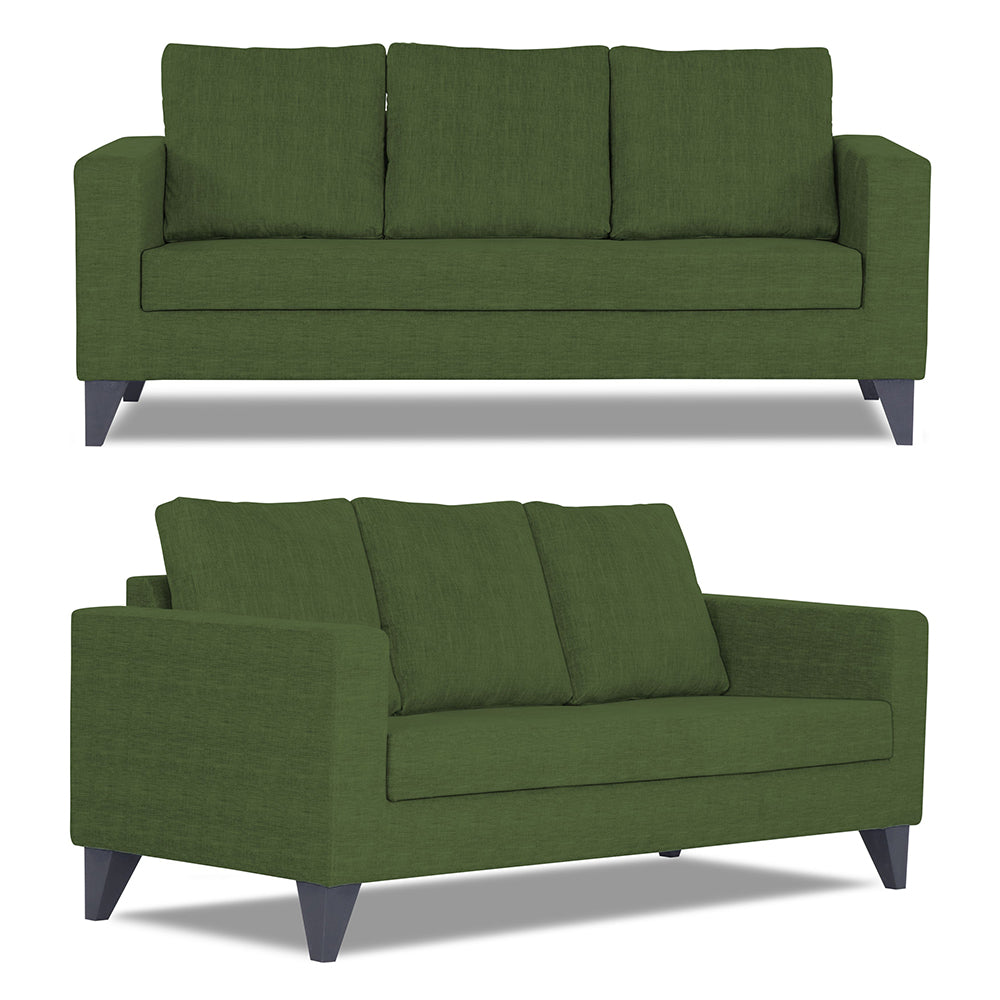 Adorn India Hallton Plain 3+1+1 5 Seater Sofa Set (Green) (3 Year Warranty)