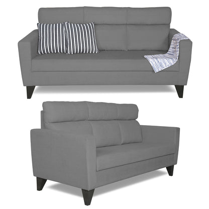 Adorn India Cardello 3-1-1 Five Seater Sofa Set (Grey) (3 Year Warranty)