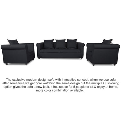Adorn India Magnum 3-1-1 Sofa Set (Black)