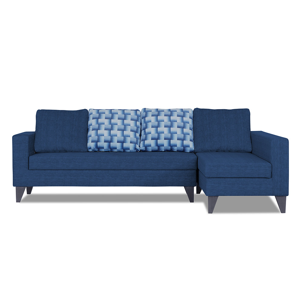 Adorn India Beetle Plus Bricks L Shape 6 Seater Sofa Set (Right Hand Side) (Blue) (3 Year Warranty)