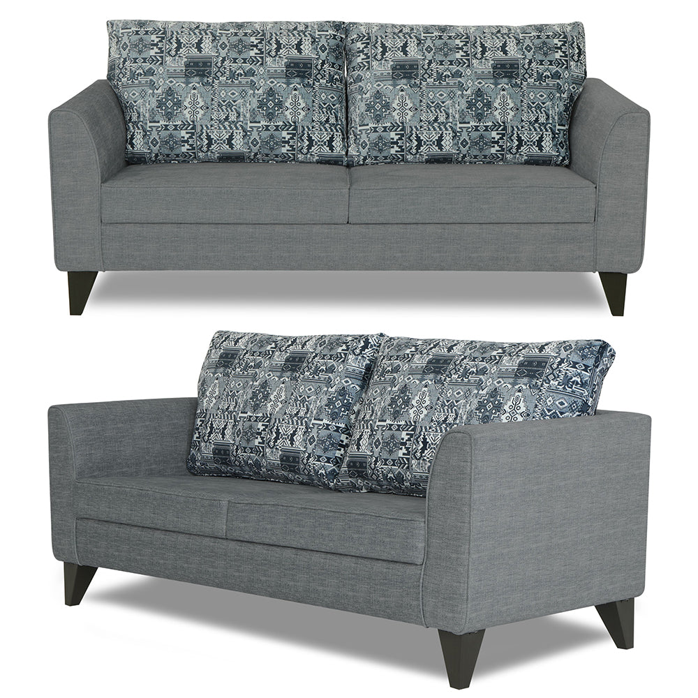 Adorn India Sheldon Craftys 3+2 5 Seater Sofa Set with Centre Table (Grey)
