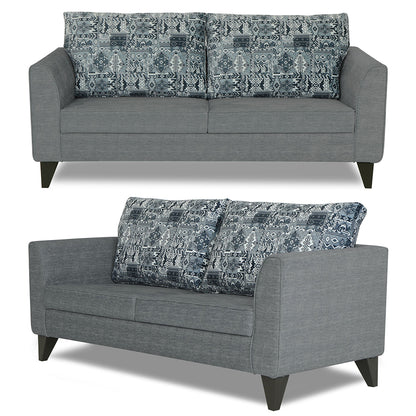 Adorn India Sheldon Craftys 3+2 5 Seater Sofa Set with Centre Table (Grey)