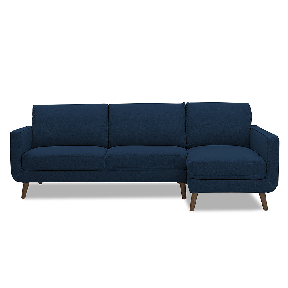 Adorn India Damian L Shape 6 Seater Sofa Set RHS (Blue) (3 Year Warranty)