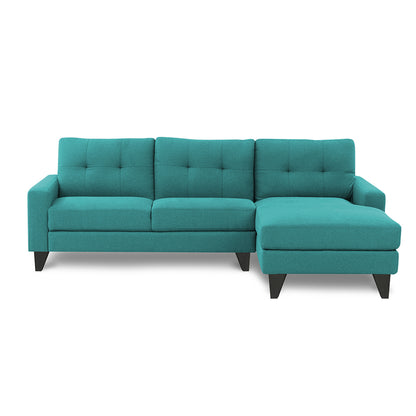 Adorn India Midas L Shape 6 Seater Sofa Set Right Hand Side (Aqua Blue) (3 Year Warranty)
