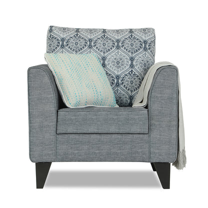 Adorn India Cortina Damask 1 Seater Sofa (Grey)