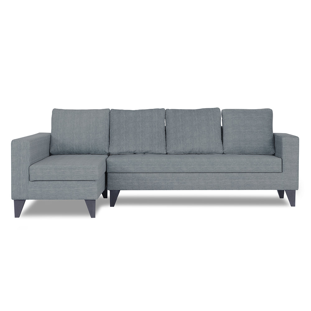 Adorn India Beetle Plus Stripes L Shape 6 Seater Sofa Set (Left Hand Side) (Grey) (3 Year Warranty)