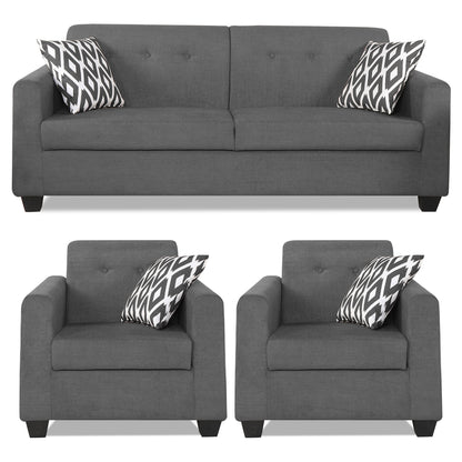 Adorn India Wood Blazer Plus 3-1-1 Five Seater Sofa Set (Grey)