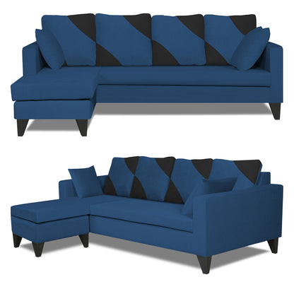 Adorn India Denver L Shape 5 Seater Sofa Set LHS (Blue) (3 Year Warranty)