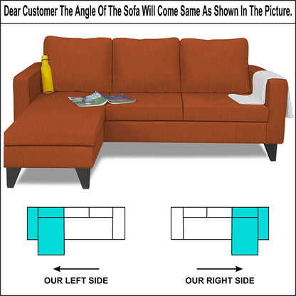 Adorn India Chandler Plain L Shape 4 Seater Sofa Set (Rust) (3 Year Warranty)