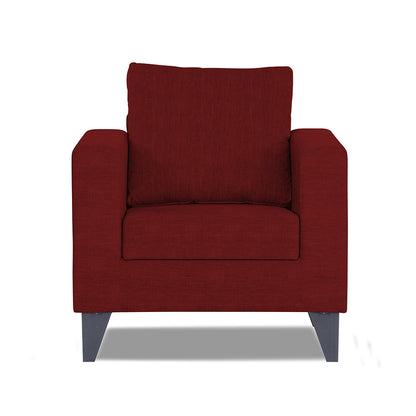 Adorn India Hallton Plain 1 Seater Sofa (Maroon) (3 Year Warranty)