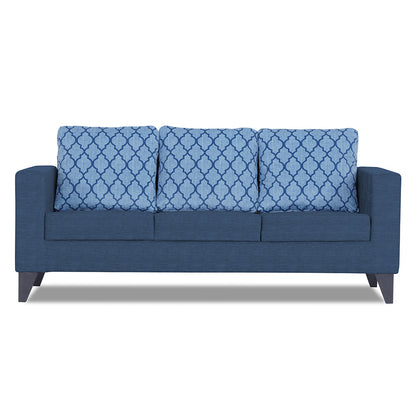 Adorn India Straight line Plus Blossom 3 Seater Sofa (Blue) (3 Year Warranty)