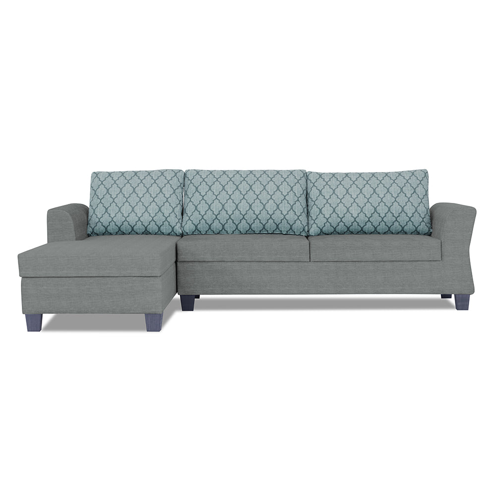 Adorn India Valencia Plus L Shape 6 Seater Sofa Set Blossom (Left Hand Side) (Grey)