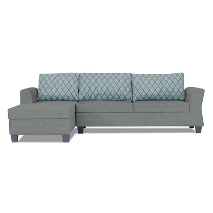Adorn India Valencia Plus L Shape 6 Seater Sofa Set Blossom (Left Hand Side) (Grey)