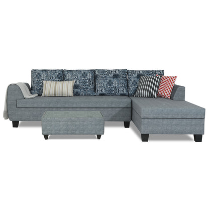 Adorn India Raiden Crafty L Shape 6 Seater Sofa Set with Center Table (Right Hand Side) (Grey) (3 Year Warranty)