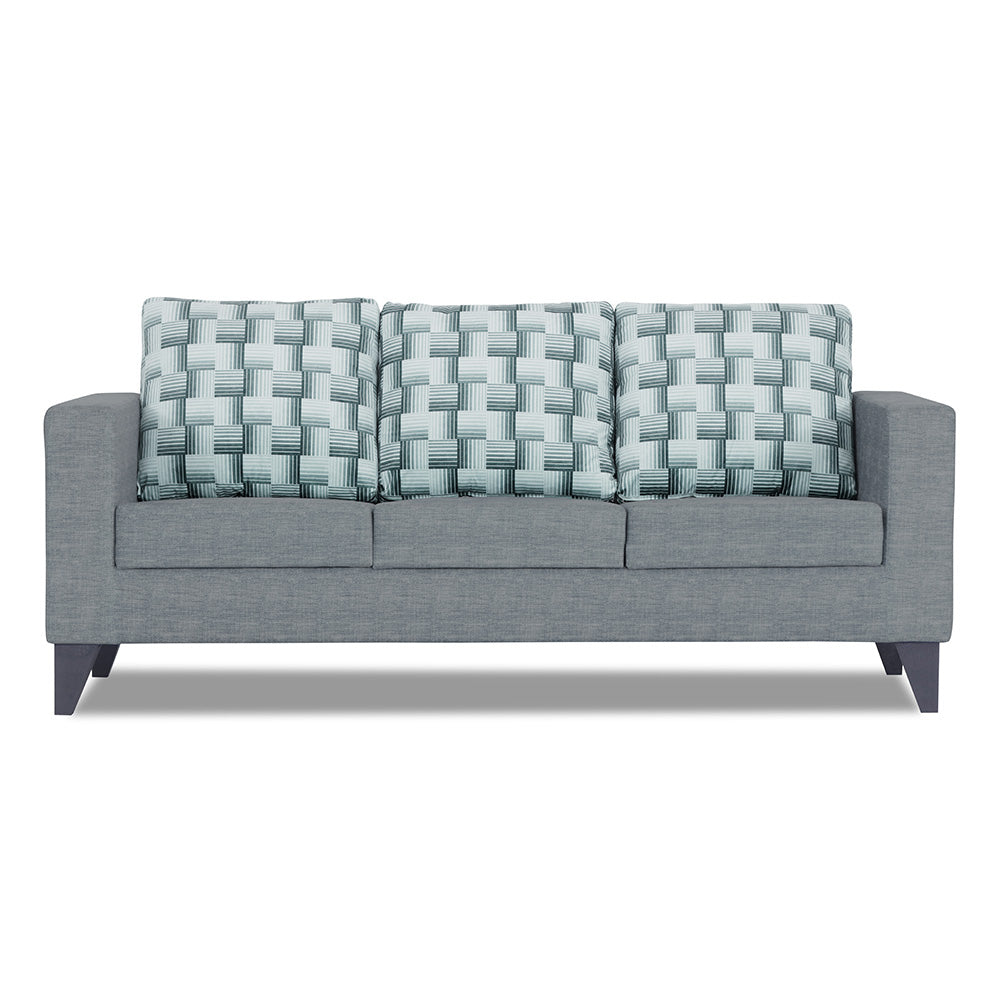 Adorn India Straight line Plus Bricks 3 Seater Sofa (Grey) (3 Year Warranty)