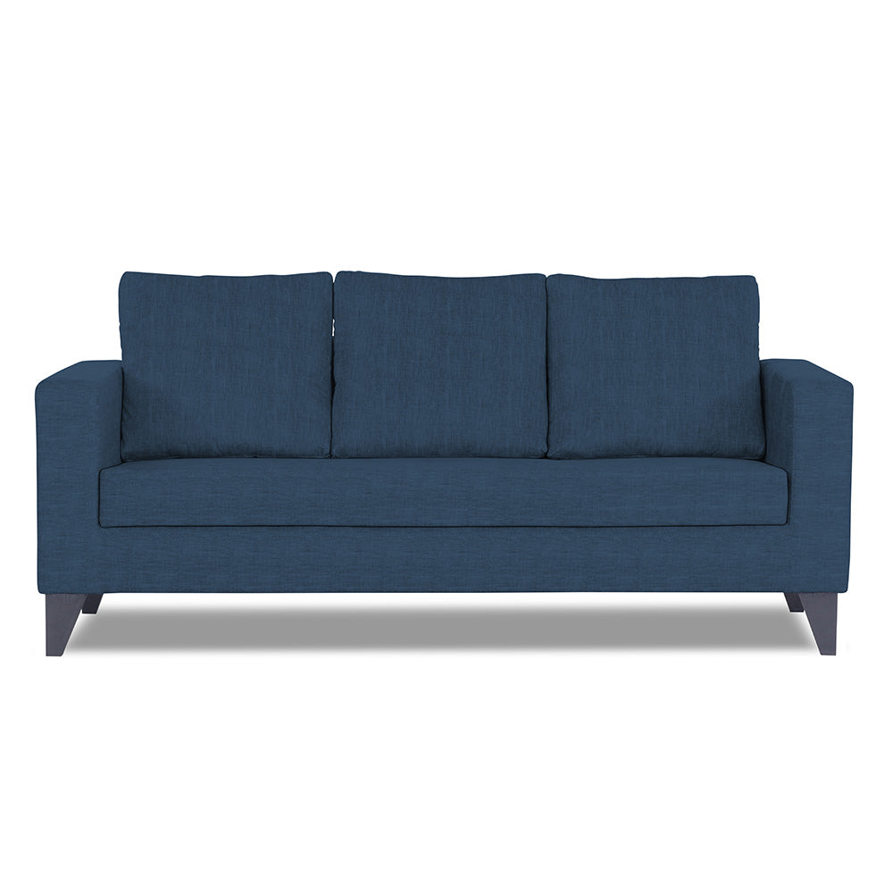 Adorn India Hallton Plain 3 Seater Sofa (Blue) (3 Year Warranty)