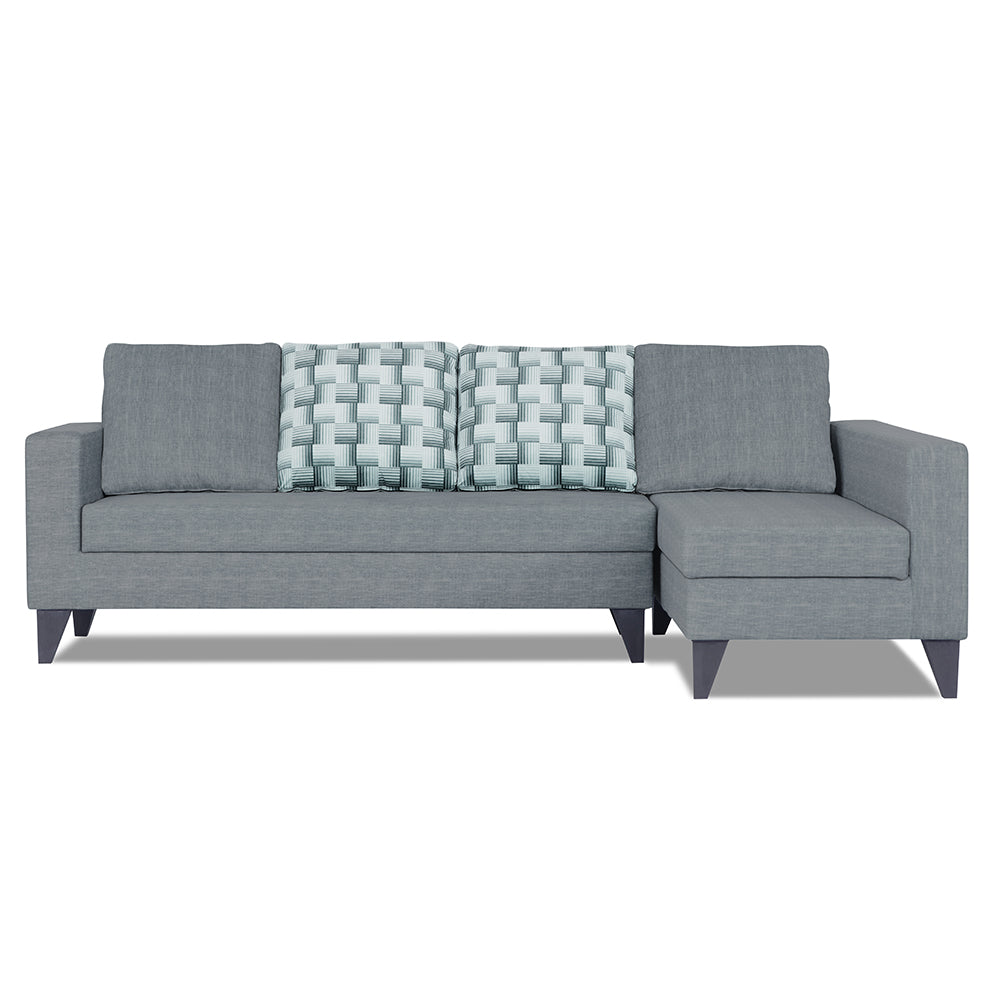 Adorn India Beetle Plus Bricks L Shape 6 Seater Sofa Set (Right Hand Side) (Grey) (3 Year Warranty)