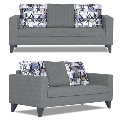 Adorn India Hallton Digital Print Cushion 3-1-1 Five Seater Sofa Set (Grey) (3 Year Warranty)