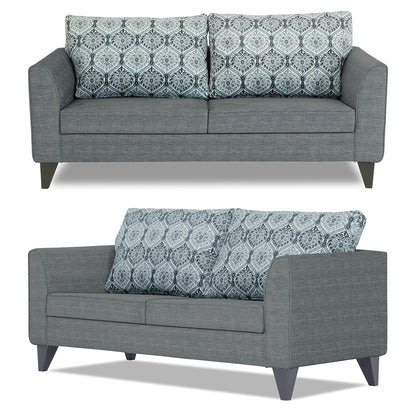 Adorn India Cortina Damask 3+2+1 6 Seater Sofa Set with Centre Table (Grey) Modern