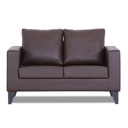 Adorn India Straight line Plus Leatherette 2 Seater Sofa (Brown) (3 Year Warranty)