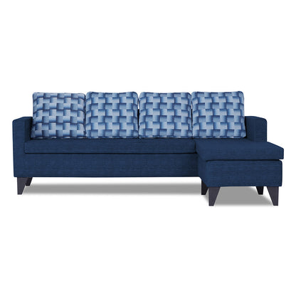 Adorn India Calloway Bricks L Shape 5 Seater Sofa Set (Right Hand Side) (Blue)