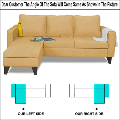 Adorn India Chandler L Shape 4 Seater Sofa Set Plain (Beige)