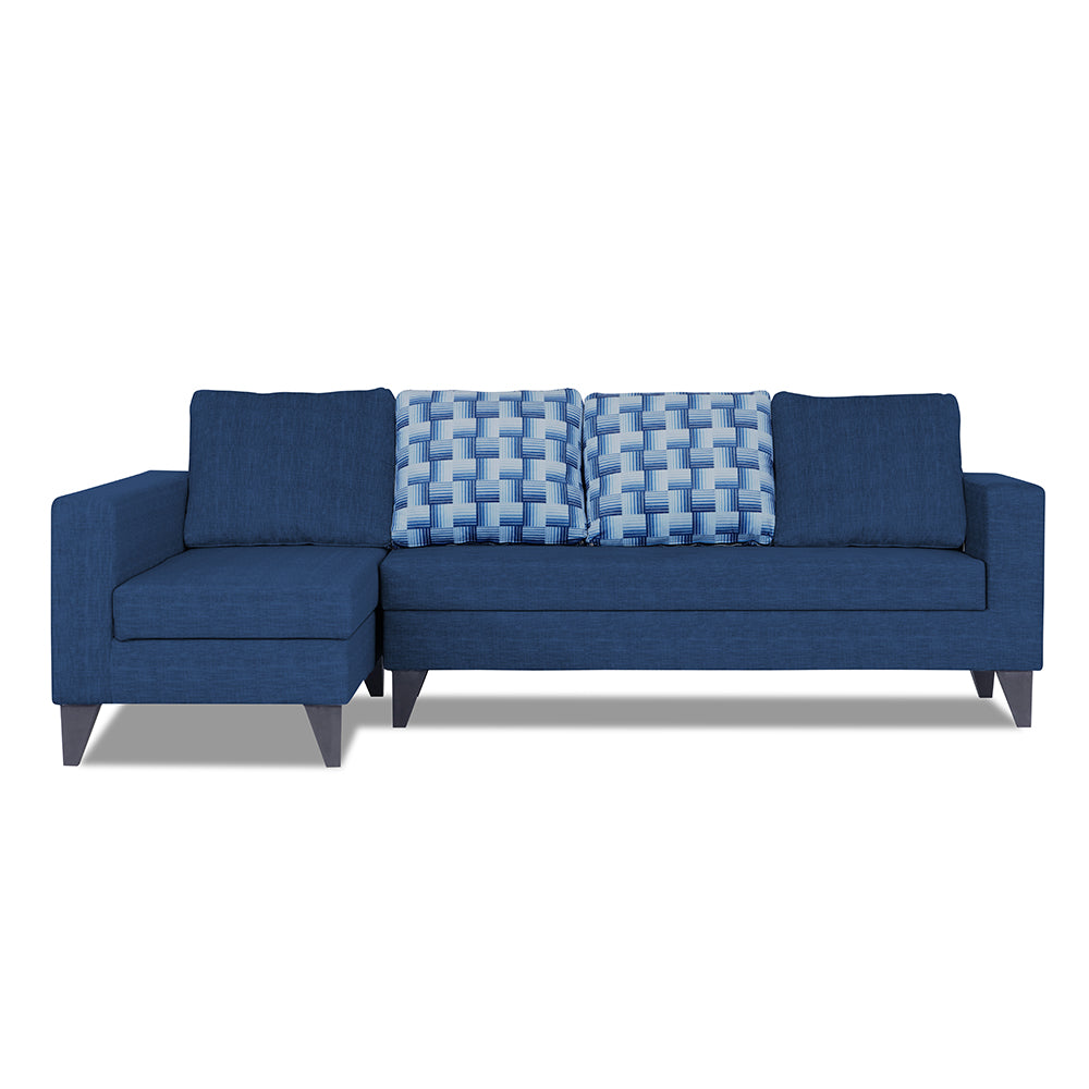 Adorn India Beetle Plus Bricks L Shape 6 Seater Sofa Set (Left Hand Side) (Blue) (3 Year Warranty)