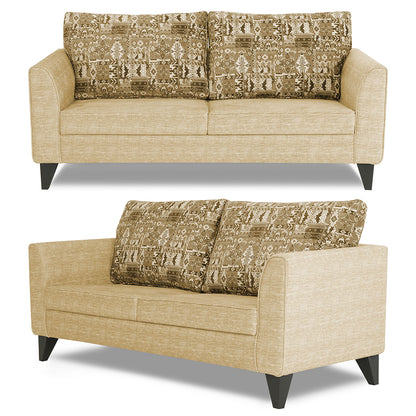 Adorn India Sheldon Crafty 3+2 5 Seater Sofa Set with Centre Table (Beige)