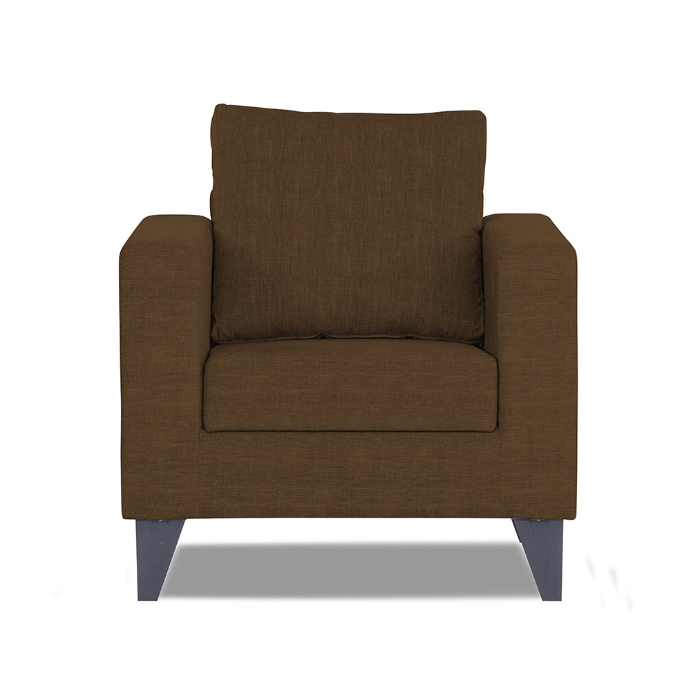 Adorn India Wood Hallton Plain 1 Seater Sofa (Brown) (3 Year Warranty)