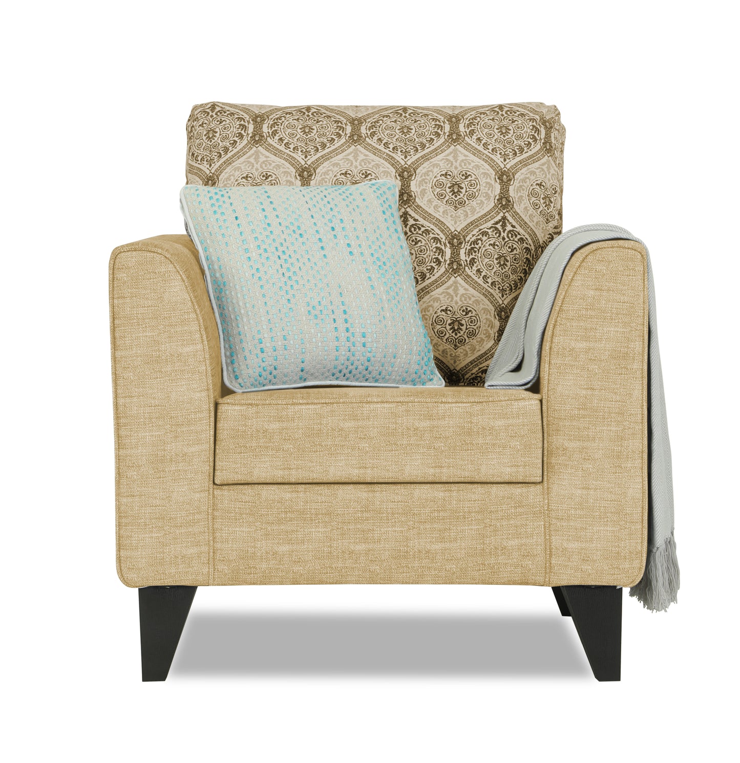 Adorn India Cortina Damask 1 Seater Sofa (Beige)